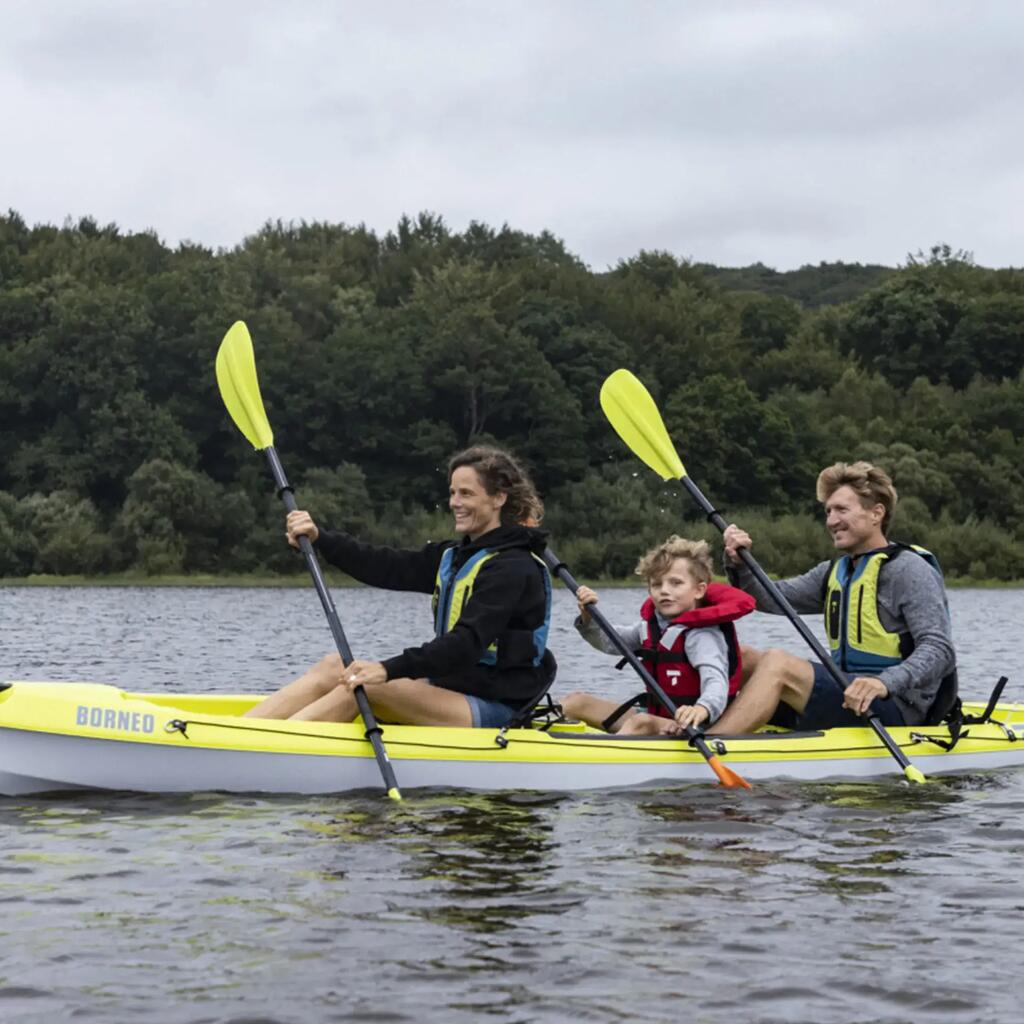 BORNEO TAHE RIGID TOURING CANOE-KAYAK, BACKREST, 2 ADULT SEATS AND 1 CHILD SEAT