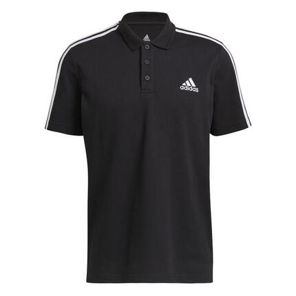 Polo piqué Adidas noir 3 bandes blanche