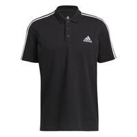 Polo piqué Adidas noir 3 bandes blanche