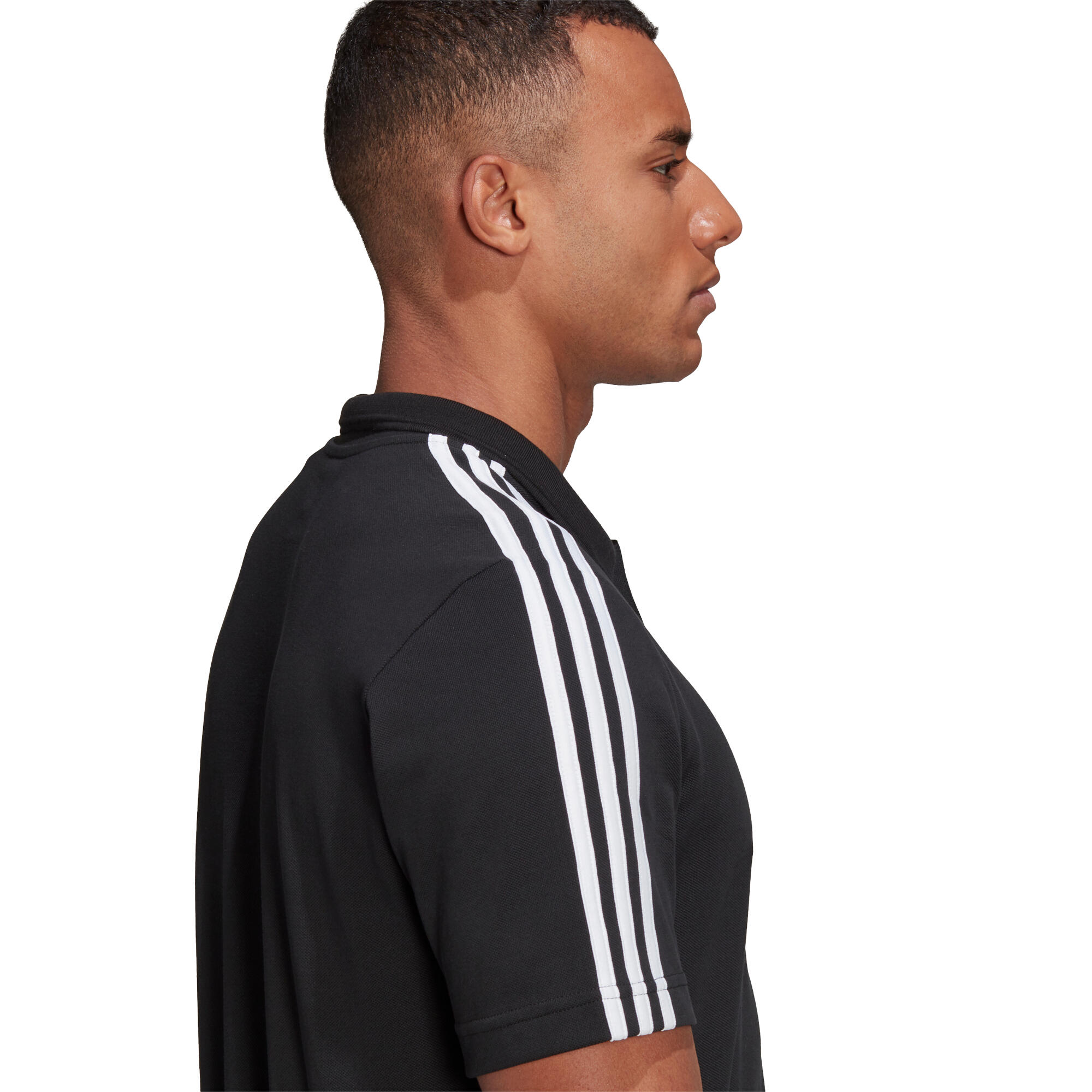 Polo piqué Adidas noir 3 bandes blanche 2/10