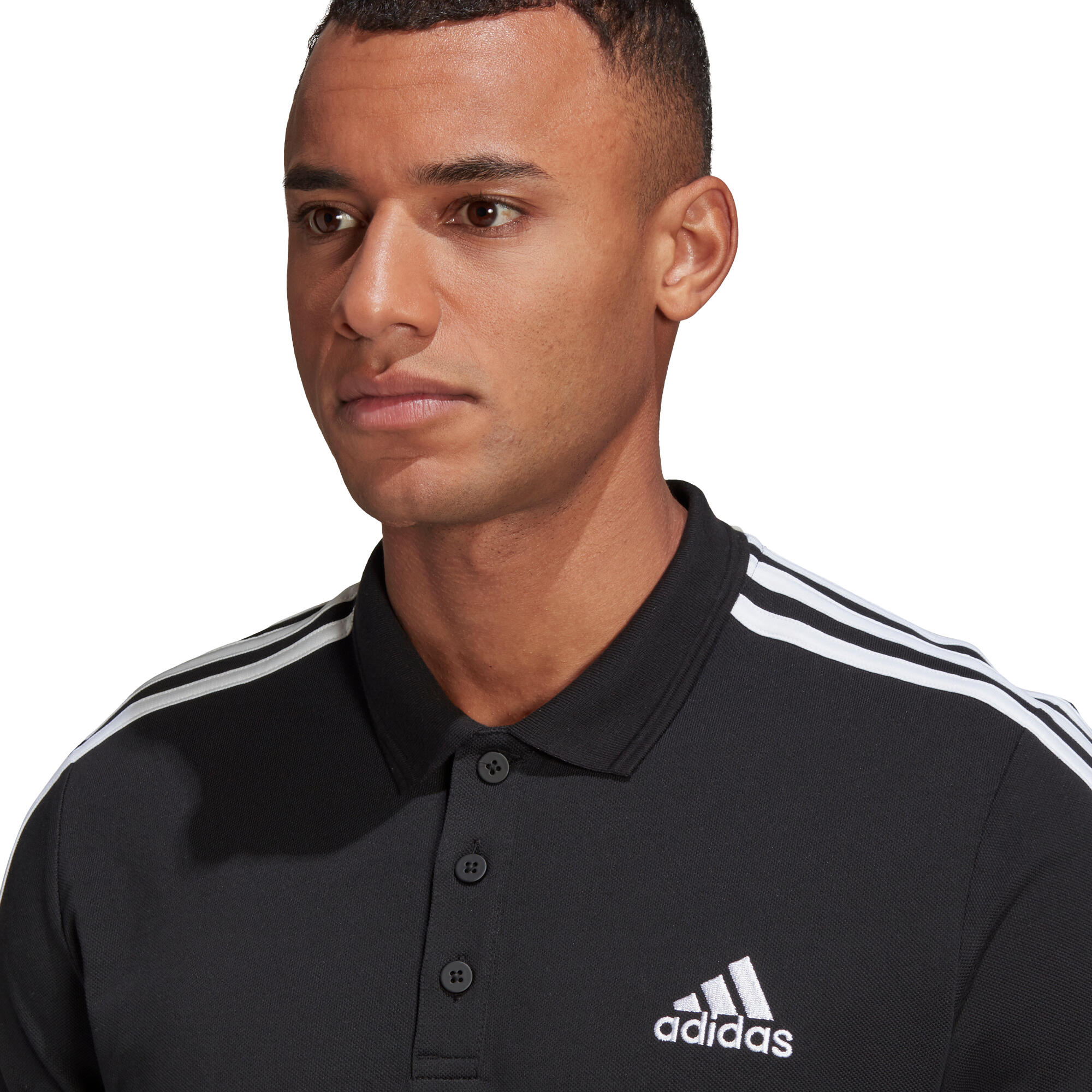 Polo piqué Adidas noir 3 bandes blanche 3/10