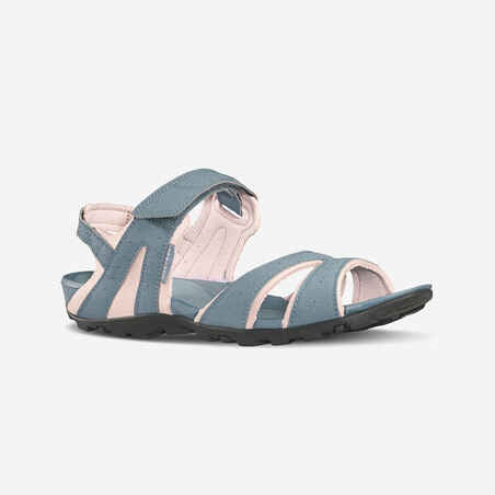 Sivi in rožnati ženski pohodniški sandali NH100 