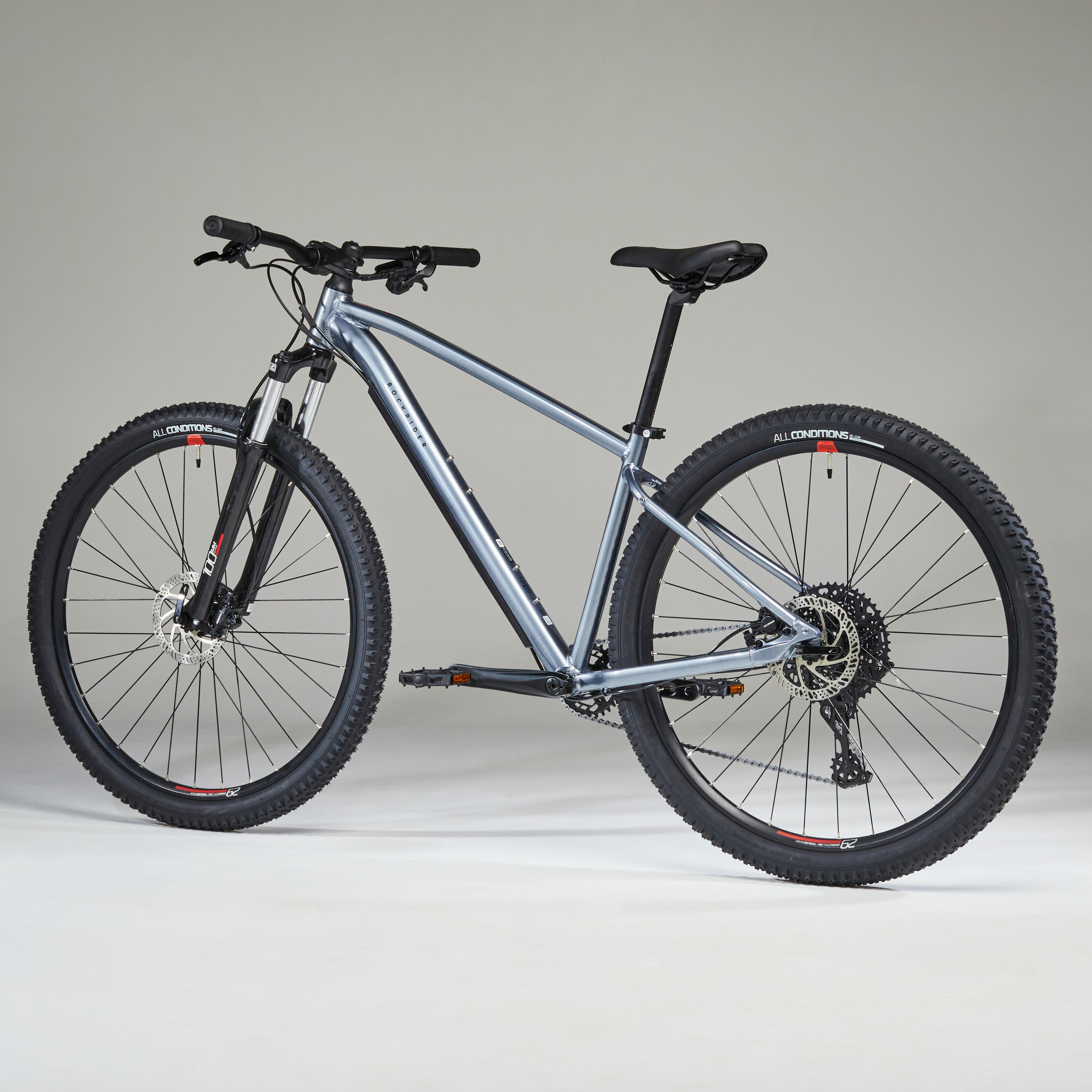 Men's 29" Touring Mountain Bike - Explore 520 Grey/Red - ROCKRIDER