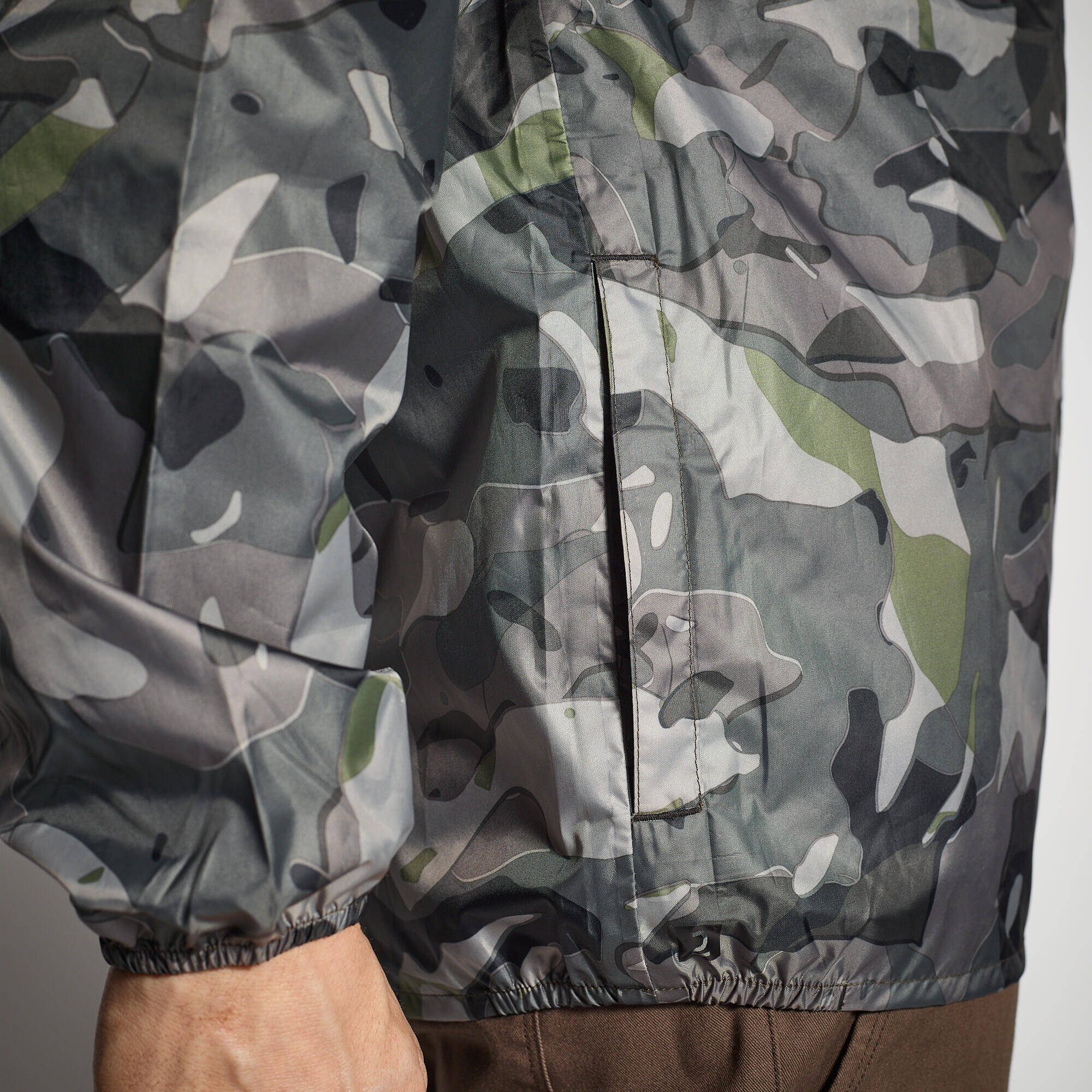 HUNTING LIGHT WATERPROOF JACKET CAMO 100 - GREY -  4