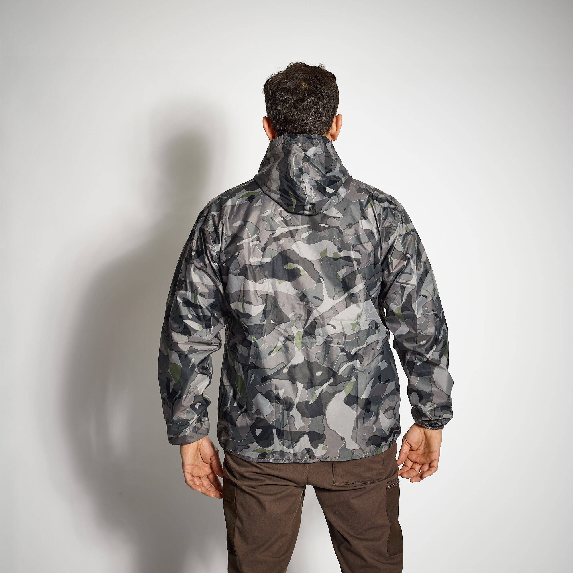 HUNTING LIGHT WATERPROOF JACKET CAMO 100 - GREY -  3