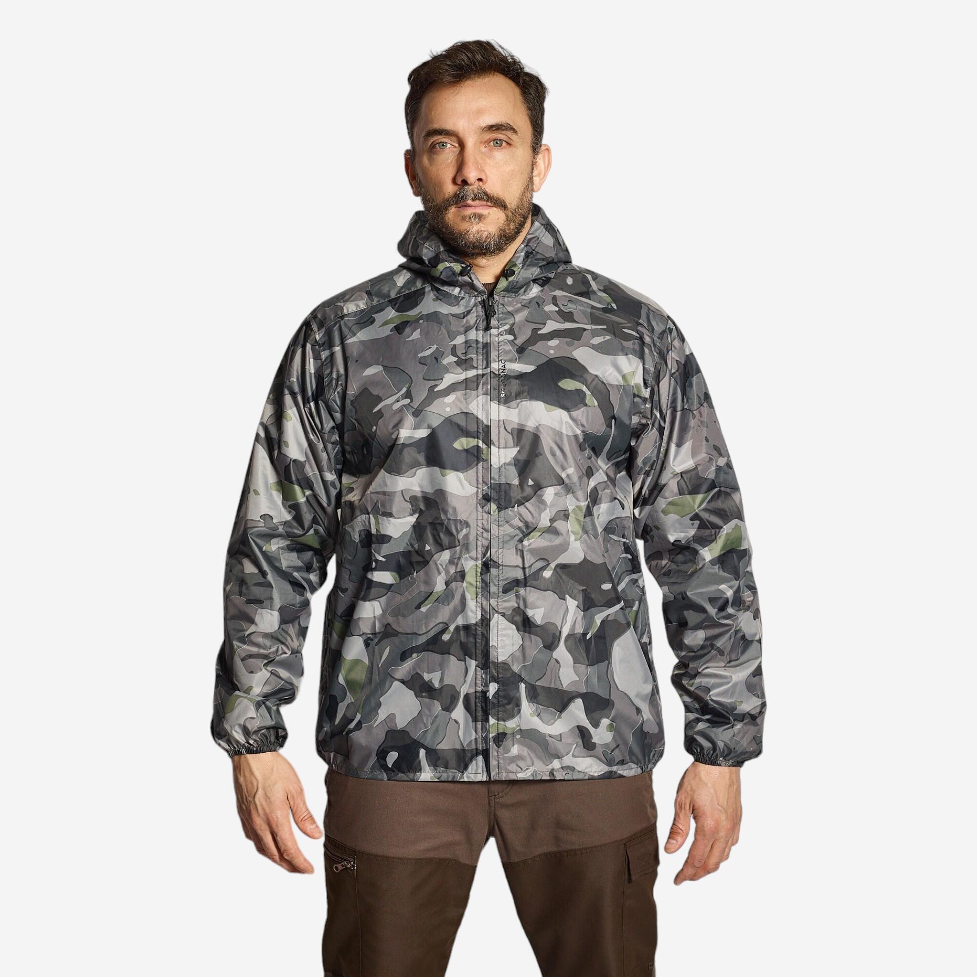 HUNTING LIGHT WATERPROOF JACKET CAMO 100 - GREY-image-3