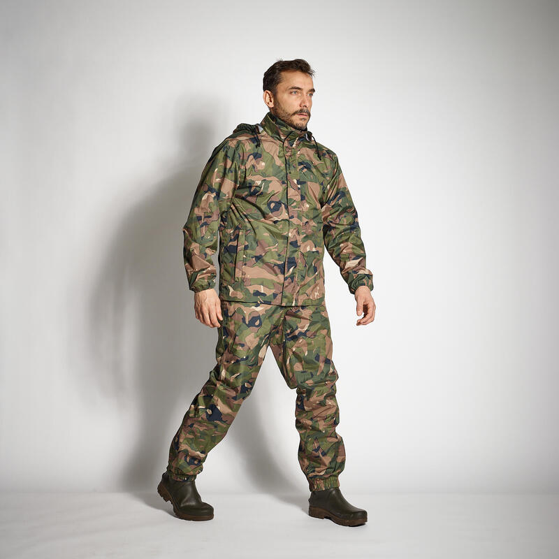 Chubasquero Reforzado Solognac 100 Hombre Chaqueta Impermeable Camuflaje