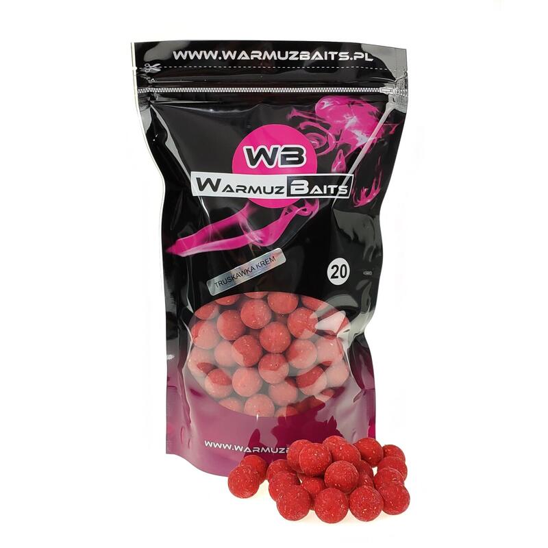 Kulki proteinowe zanętowe WARMUZ BAITS 900 gram 20 mm Truskawka krem