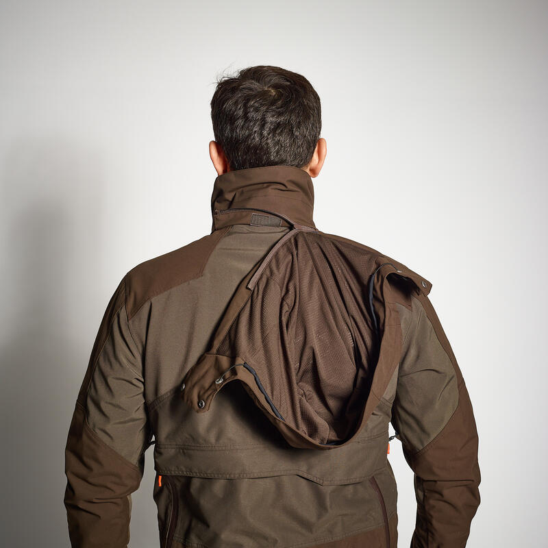 VESTE CHASSE IMPERMÉABLE RENFORT MARRON 900 BÉCASSE