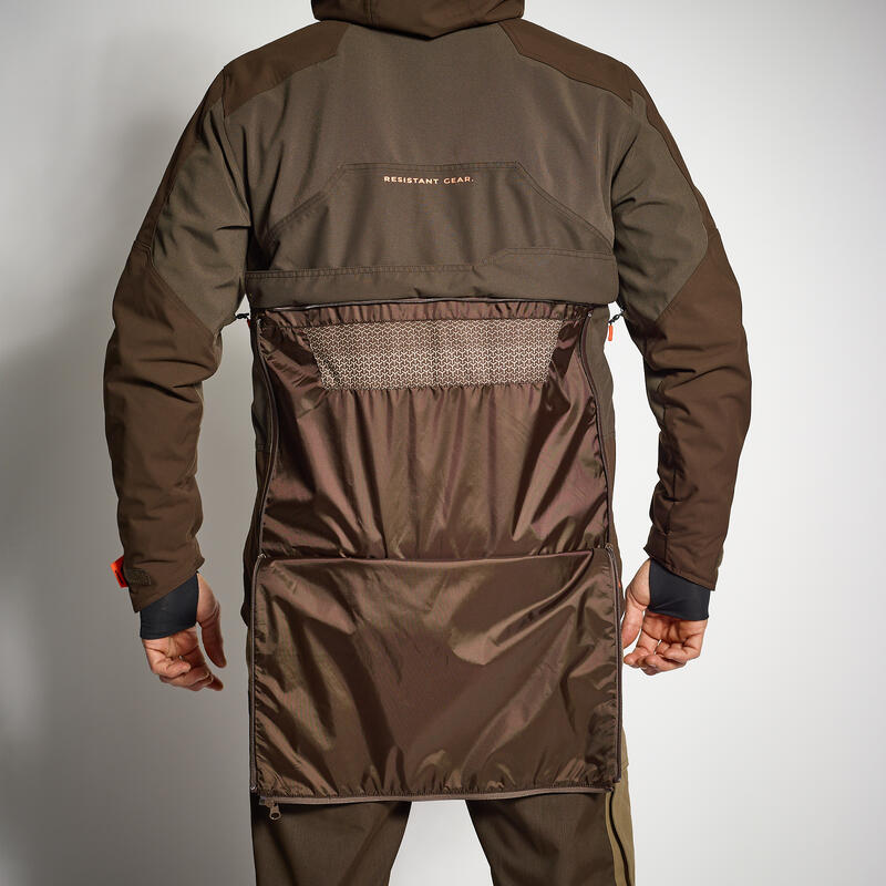 VESTE CHASSE IMPERMÉABLE RENFORT MARRON 900 BÉCASSE