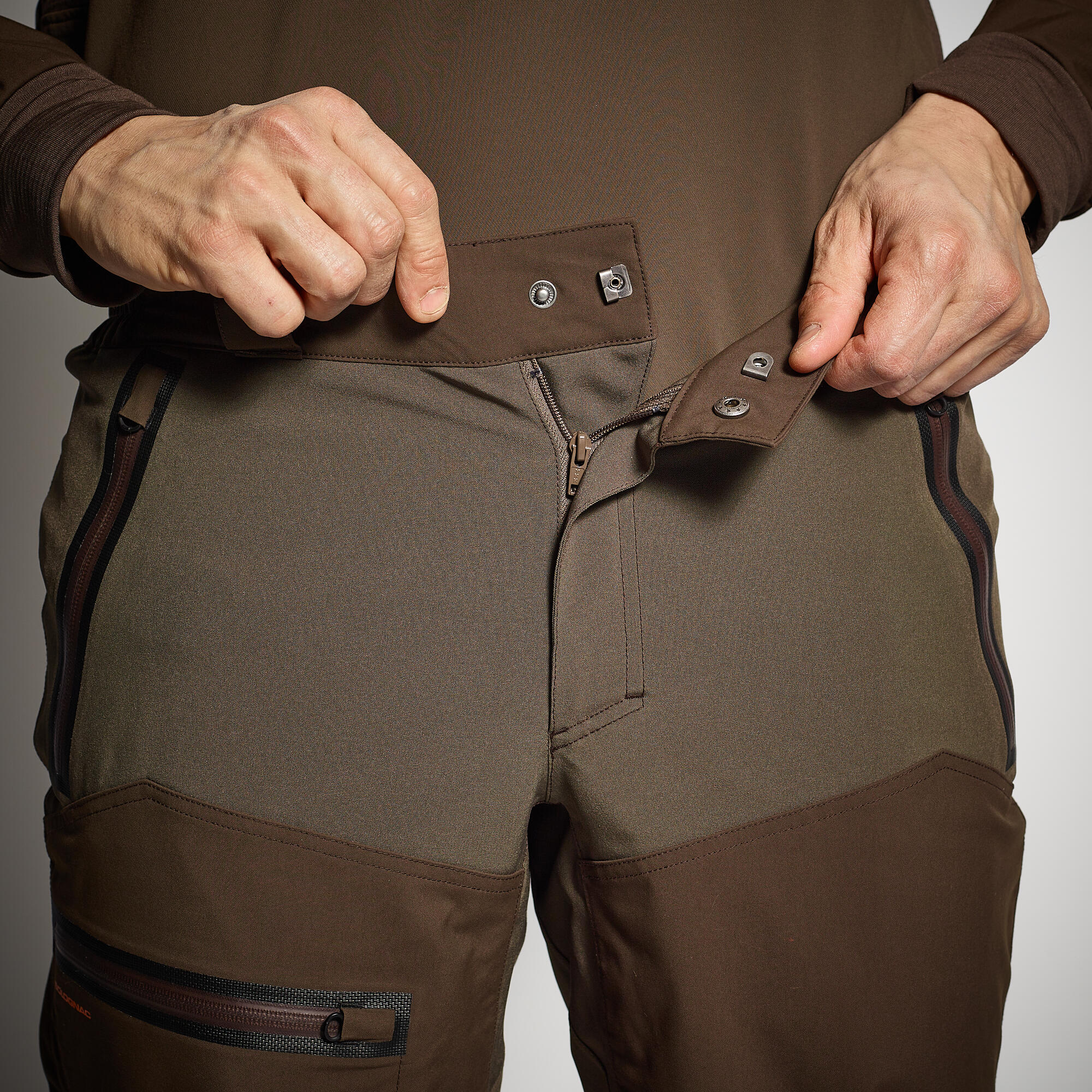 PANTALONI DA CACCIA IMPERMEABILI CON RINFORZO MARRONE 900 WOODCOCK