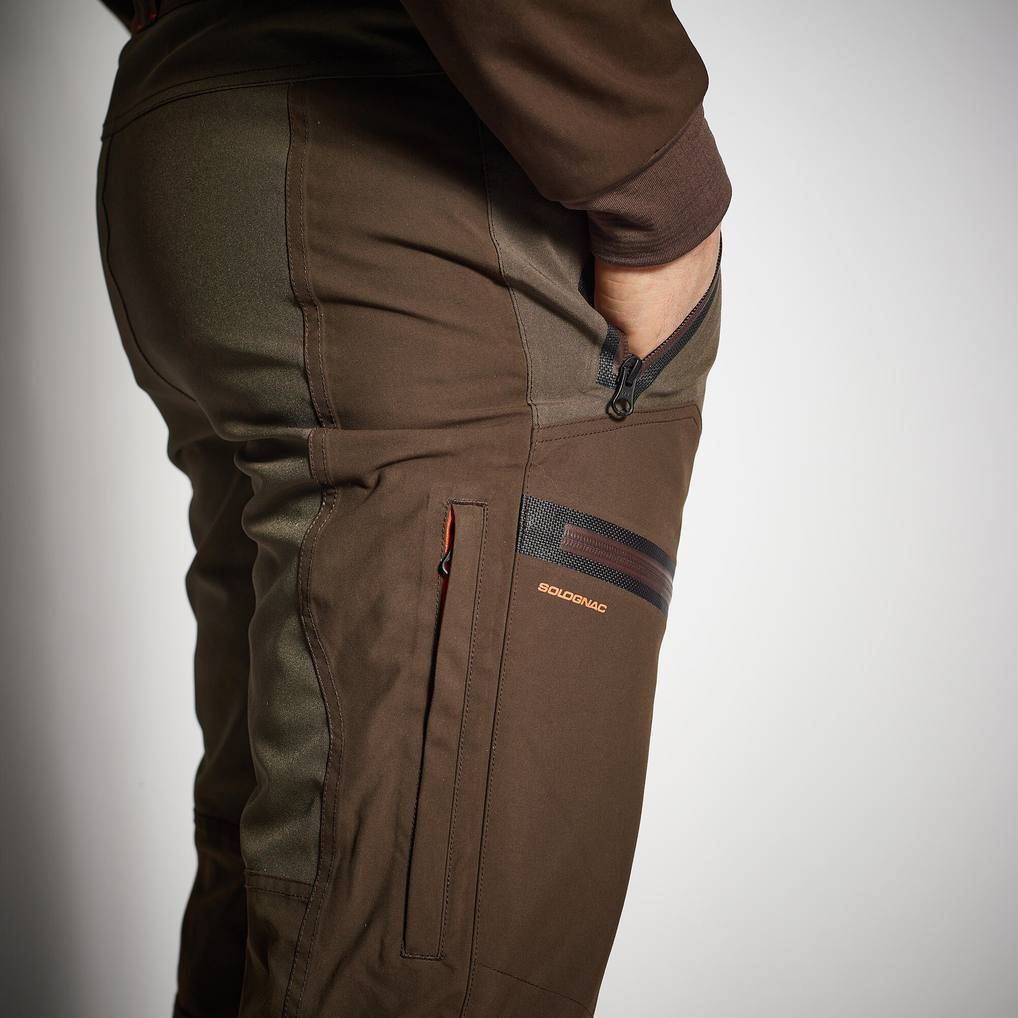 PANTALONI DA CACCIA IMPERMEABILI CON RINFORZO MARRONE 900 WOODCOCK