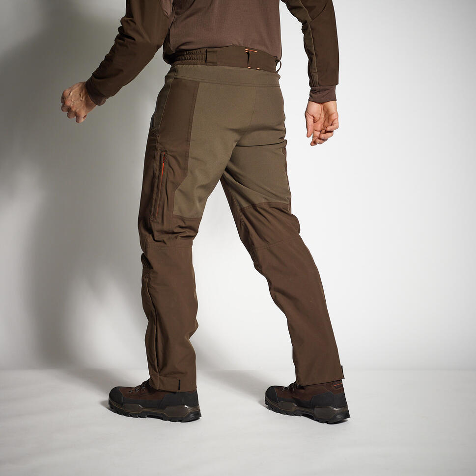 HUNTING WATERPROOF TROUSERS RENFORT 900 BROWN SOLOGNAC Decathlon