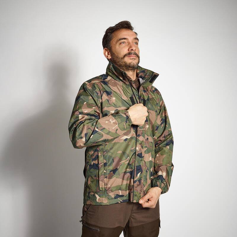 Chubasquero Reforzado Solognac 100 Hombre Chaqueta Impermeable Camuflaje