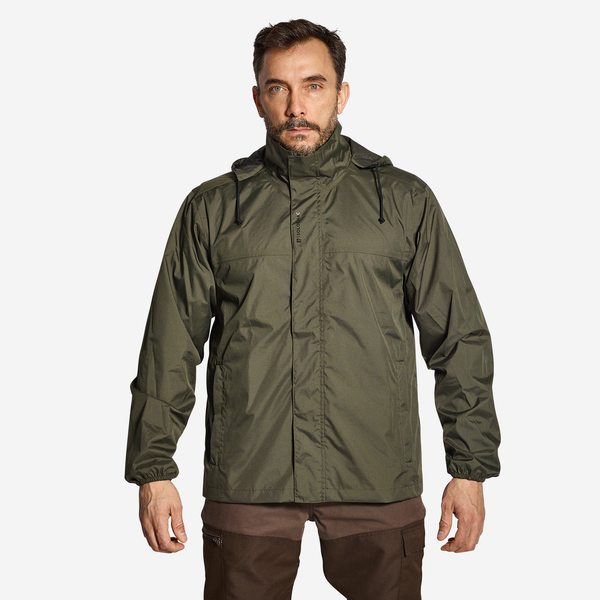 HUNTING JACKET 100 WATERPROOF GREEN