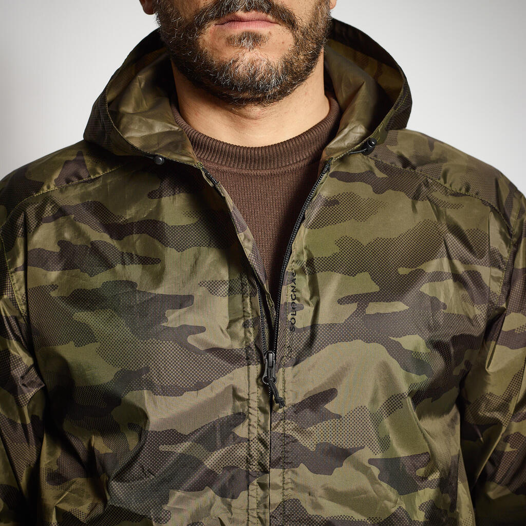 WATERPROOF JACKET 100 LIGHTWEIGHT CAMO GREEN