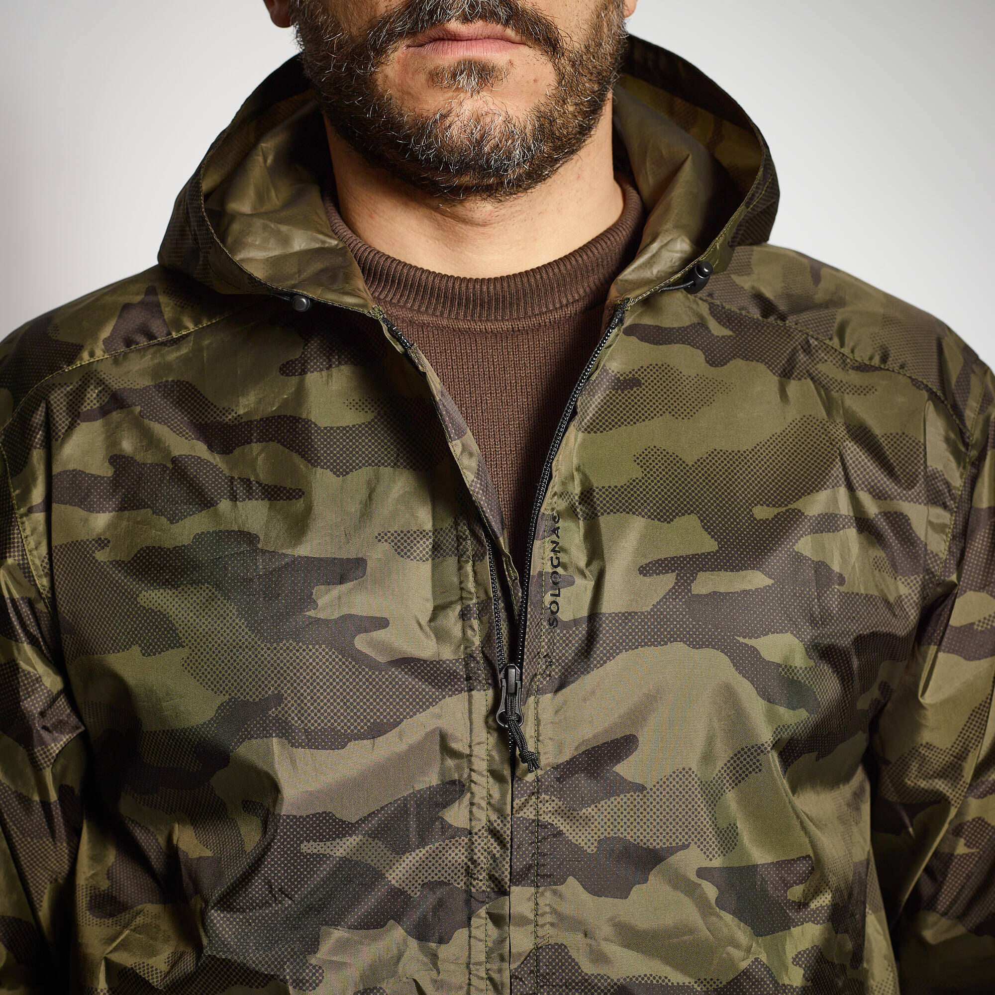 Rain Waterproof Lightweight Jacket 100- Camo Green -  5