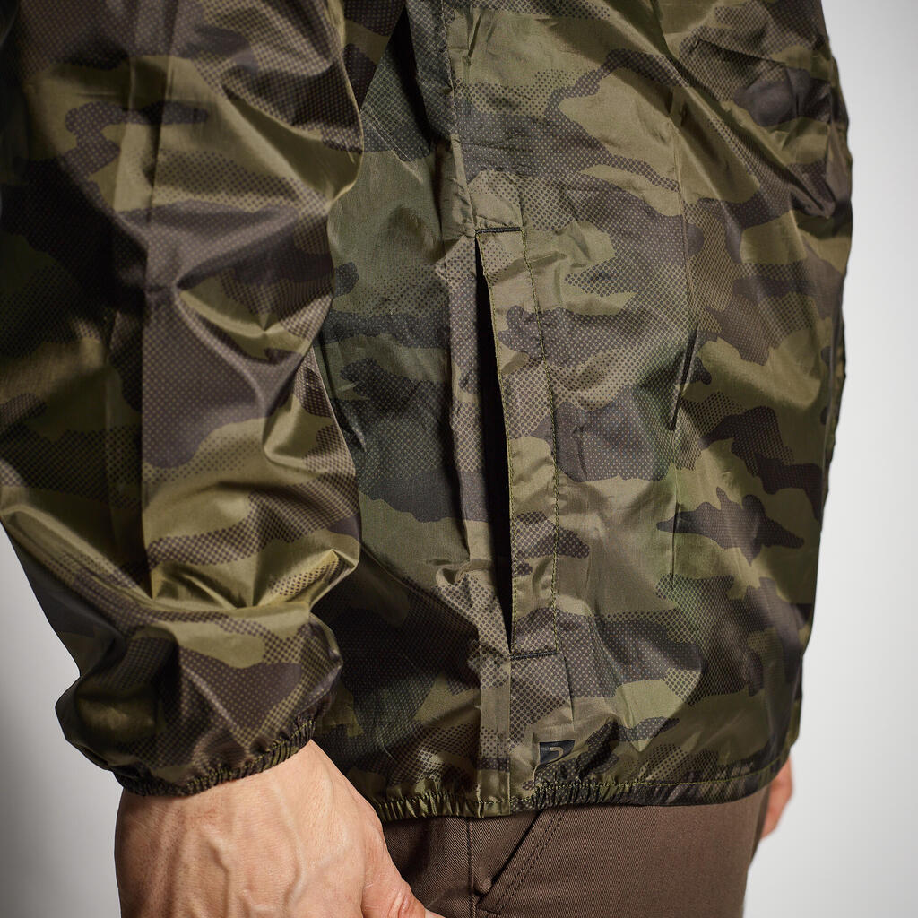 WATERPROOF JACKET 100 LIGHTWEIGHT CAMO GREEN