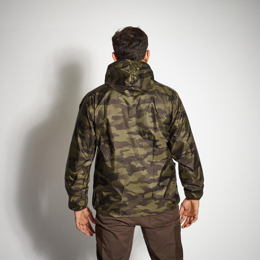 WATERPROOF JACKET 100 LIGHTWEIGHT CAMO GREEN