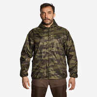 HUNTING JACKET 100 LIGHTWEIGHT AND WATERPROOF CAMO GREEN