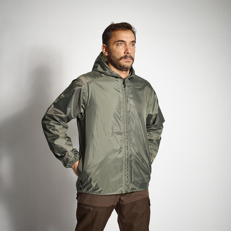 VESTE CHASSE IMPERMÉABLE LEGERE VERTE 100