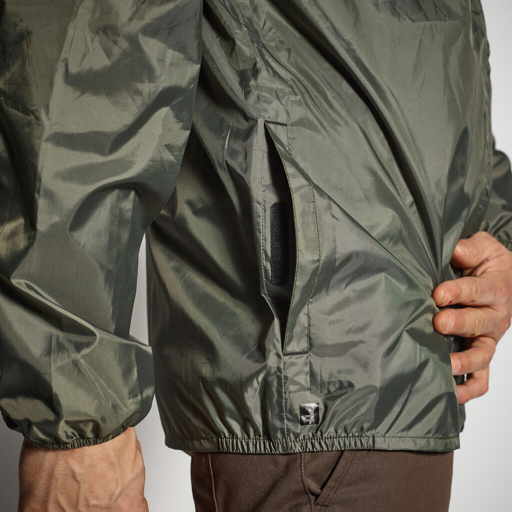 HUNTING LIGHTWEIGHT WATERPROOF JACKET 100 GREEN