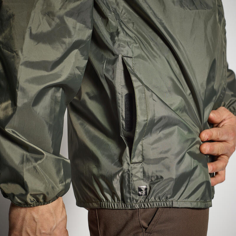 VESTE CHASSE IMPERMÉABLE LEGERE VERTE 100