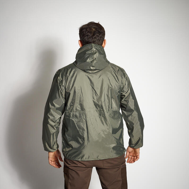 VESTE CHASSE IMPERMÉABLE LEGERE VERTE 100