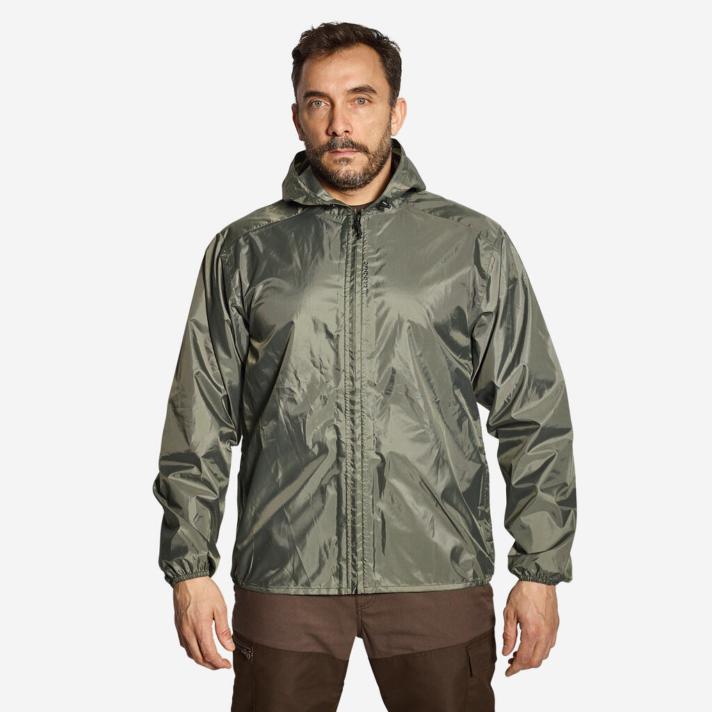 HUNTING LIGHTWEIGHT WATERPROOF JACKET 100 GREEN