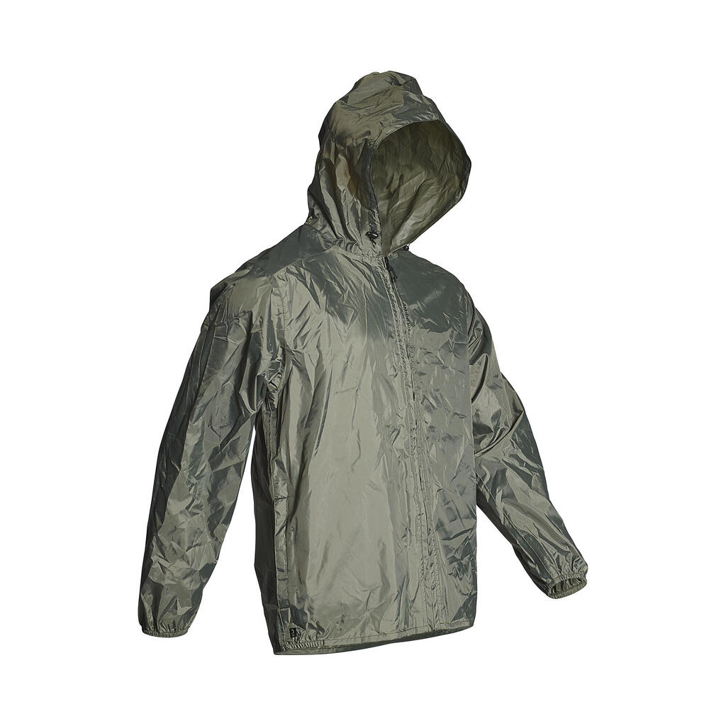 HUNTING LIGHTWEIGHT WATERPROOF JACKET 100 GREEN