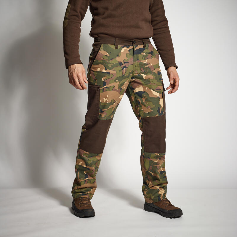 Pantalon Regular Homme - Steppe 300 camo woodland vertmarron/uni