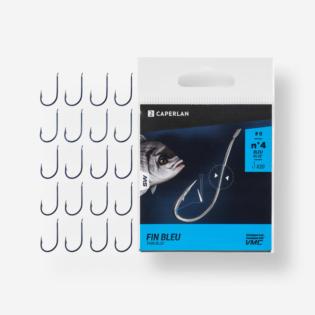 THIN BLUE spade-end hook for sea fishing