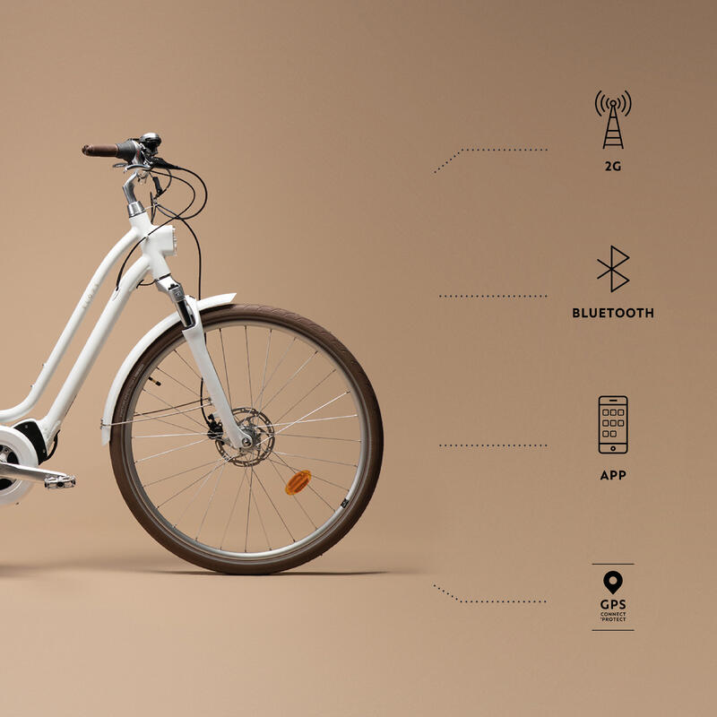 Bicicleta eléctrica de paseo urbana conectada Elops 920 E blanco