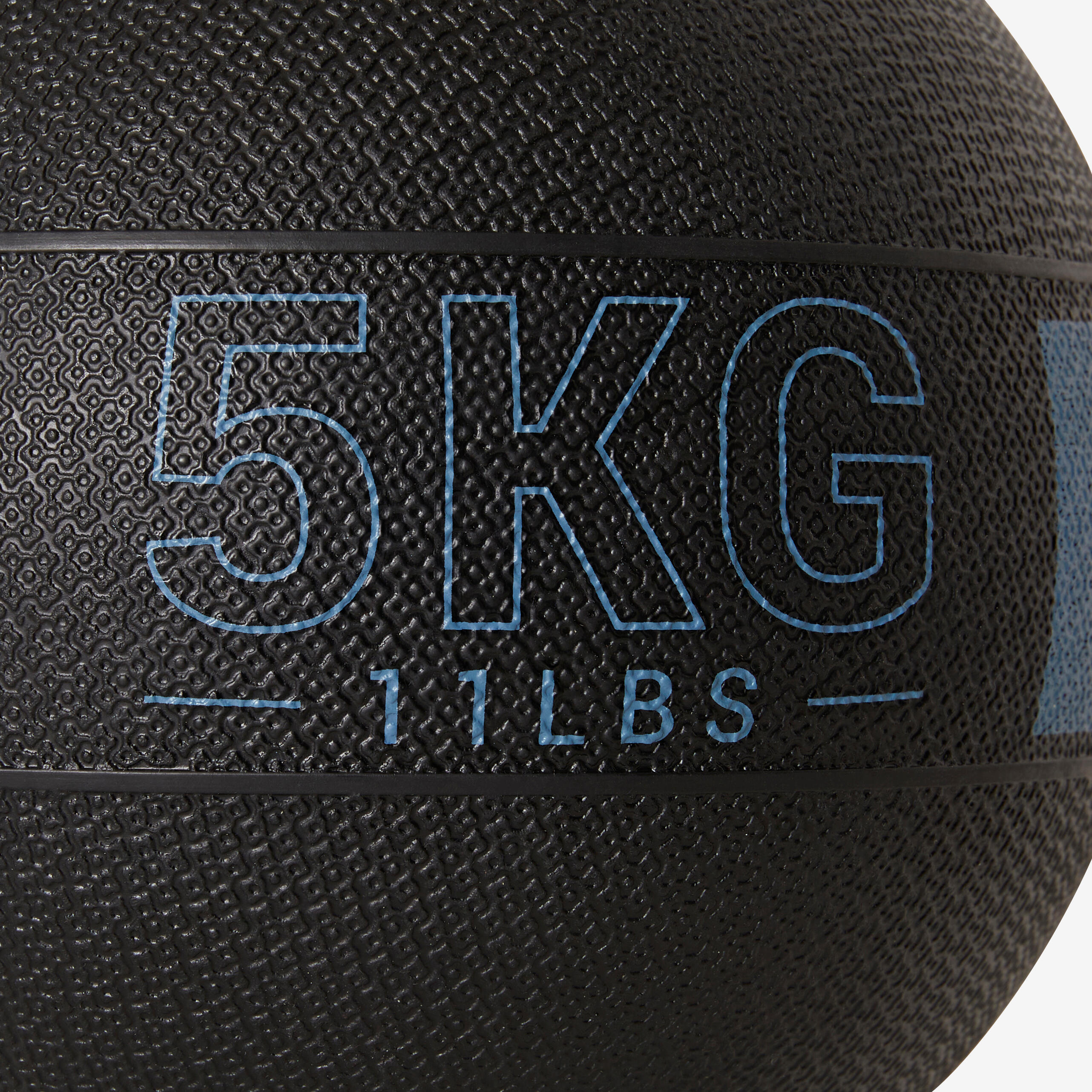 5 kg Rubber Medicine Ball - Black/Blue 3/4