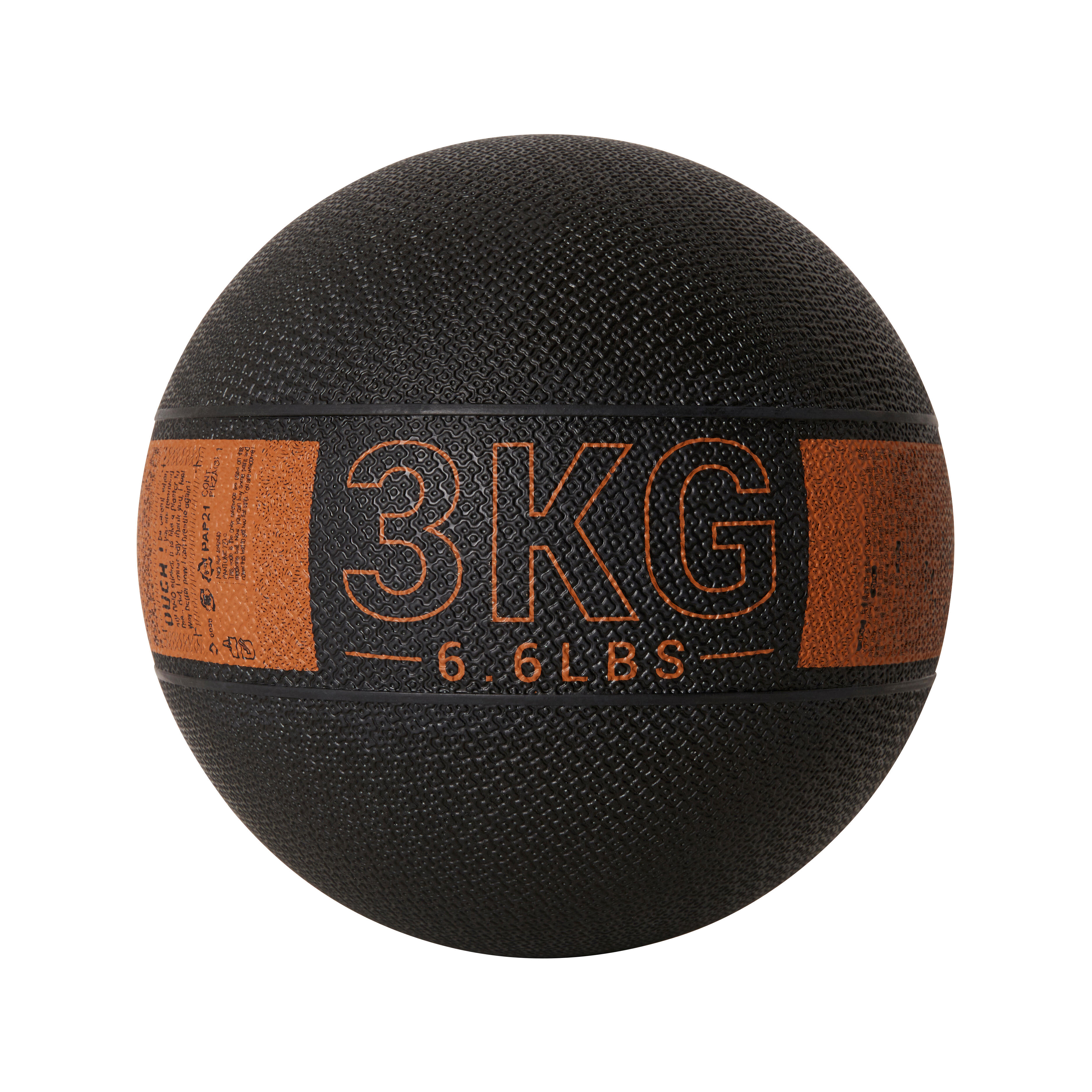 3 kg Rubber Medicine Ball - Black/Orange | Decathlon