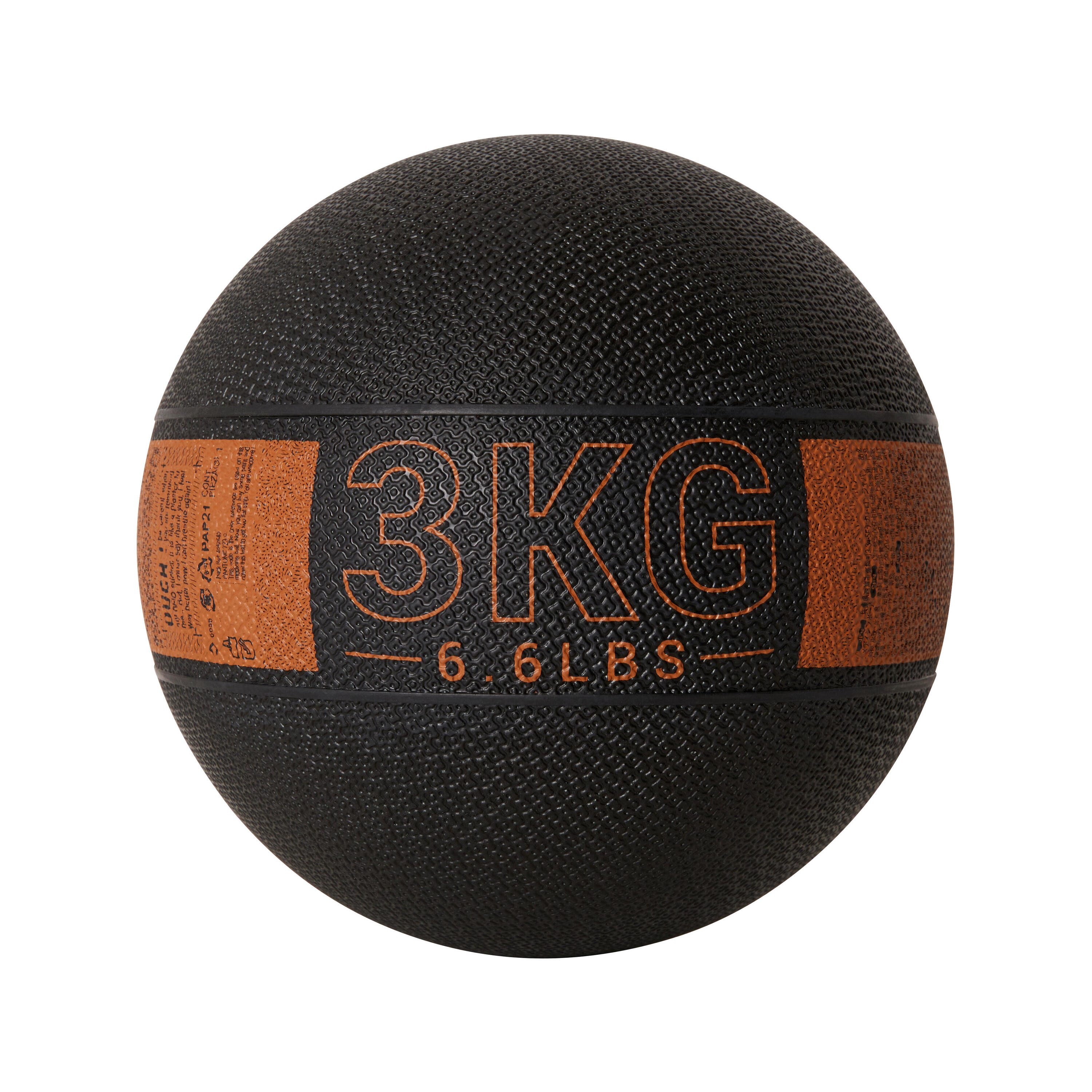 3 kg Rubber Medicine Ball - Black/Orange 2/9