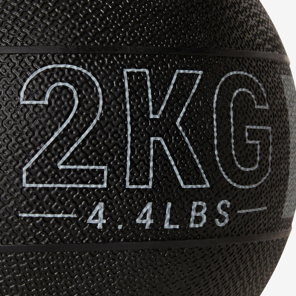 Medizinball 5 kg Gummi - schwarz/blau 