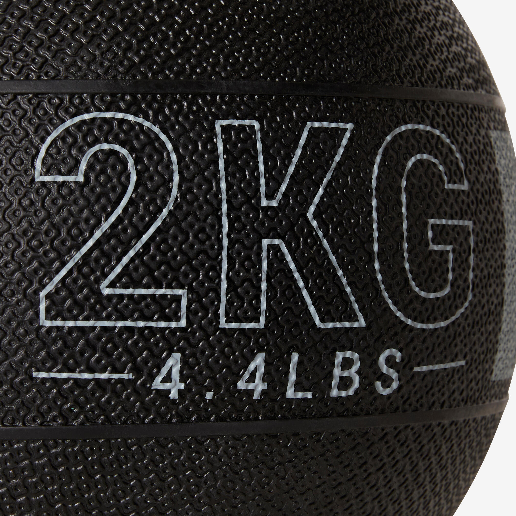 2 kg Rubber Medicine Ball - Black/Grey 3/4