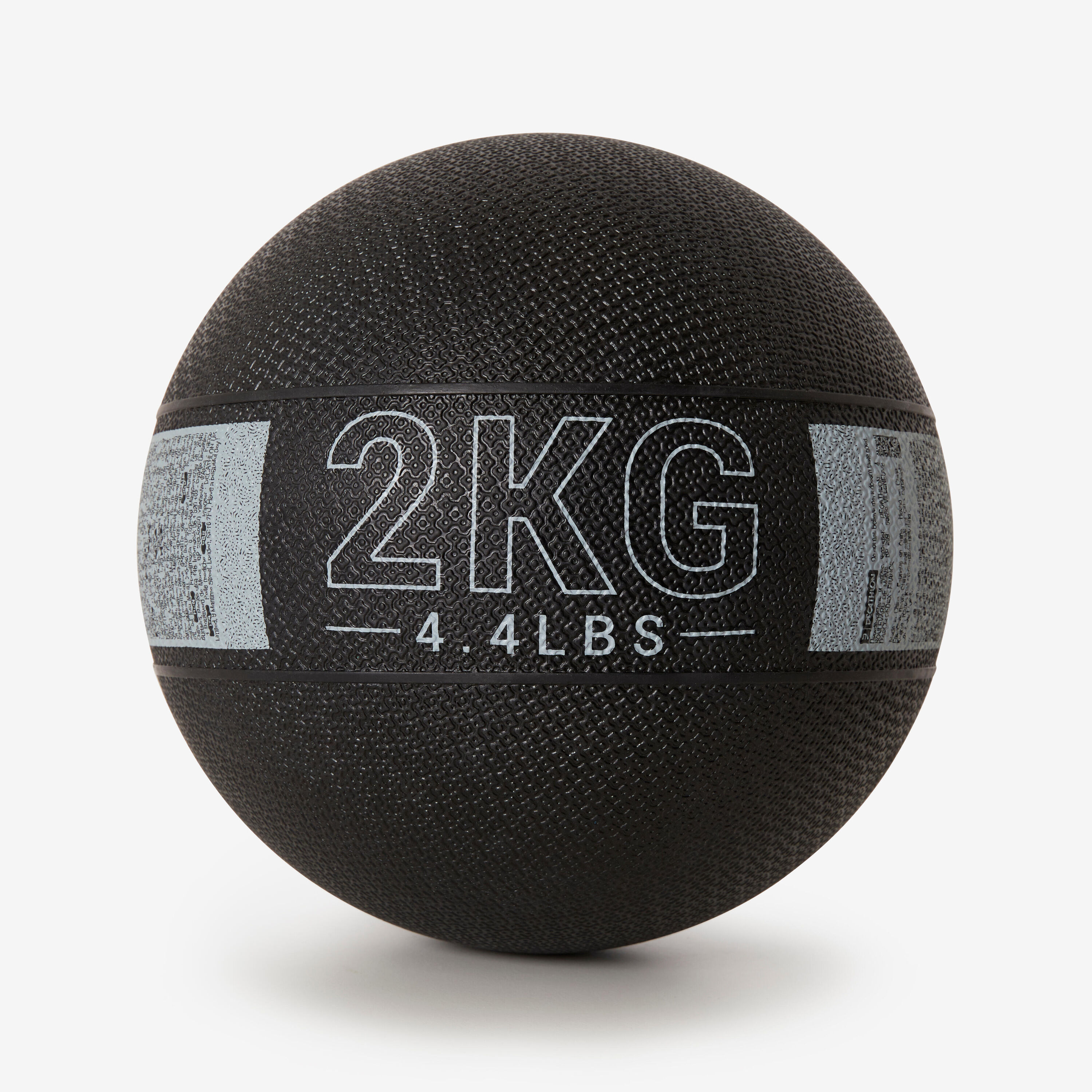 DOMYOS 2 kg Rubber Medicine Ball - Black/Grey