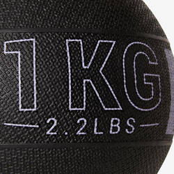 1 kg Rubber Medicine Ball - Black/Grey