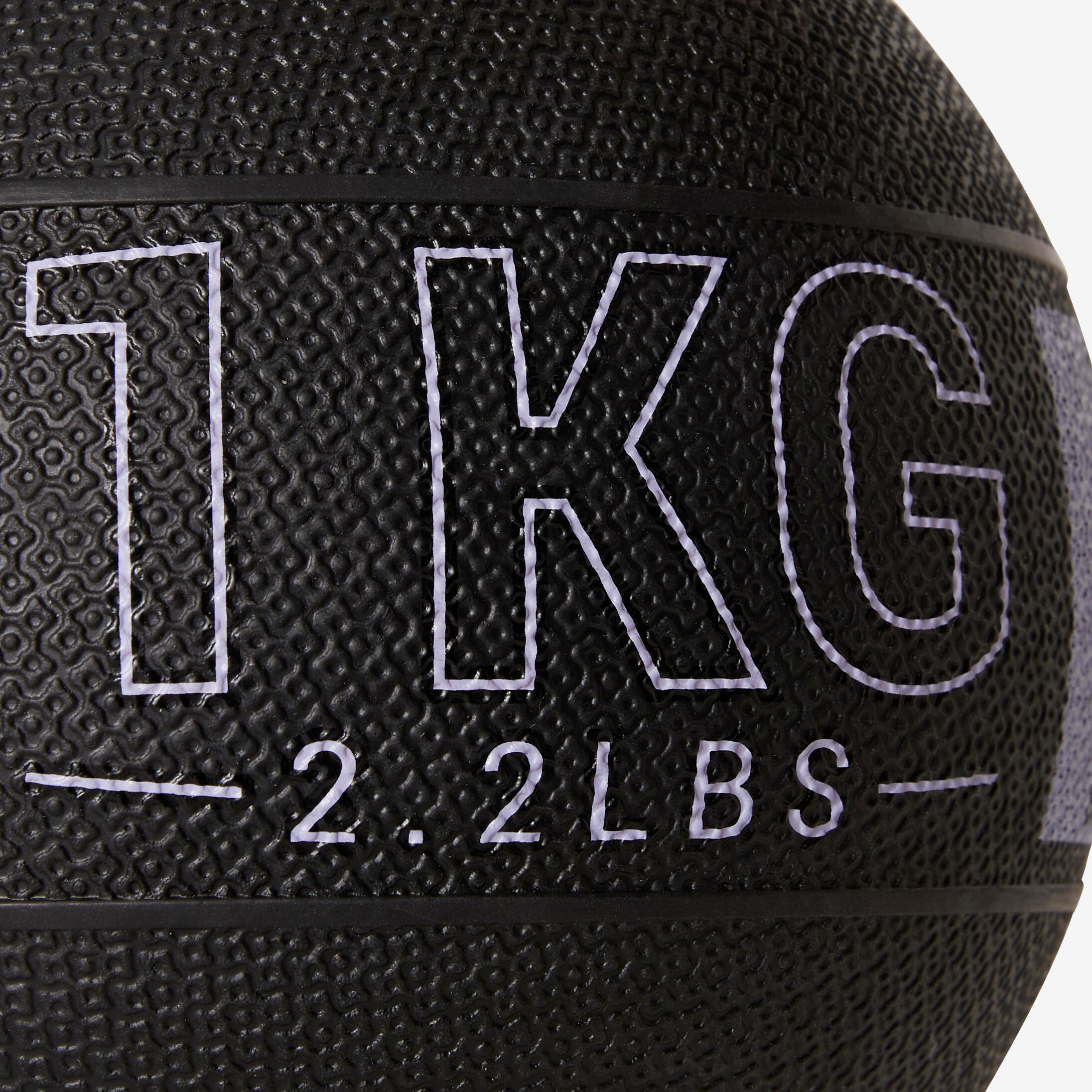 1 kg Rubber Medicine Ball - Black/Grey 3/4