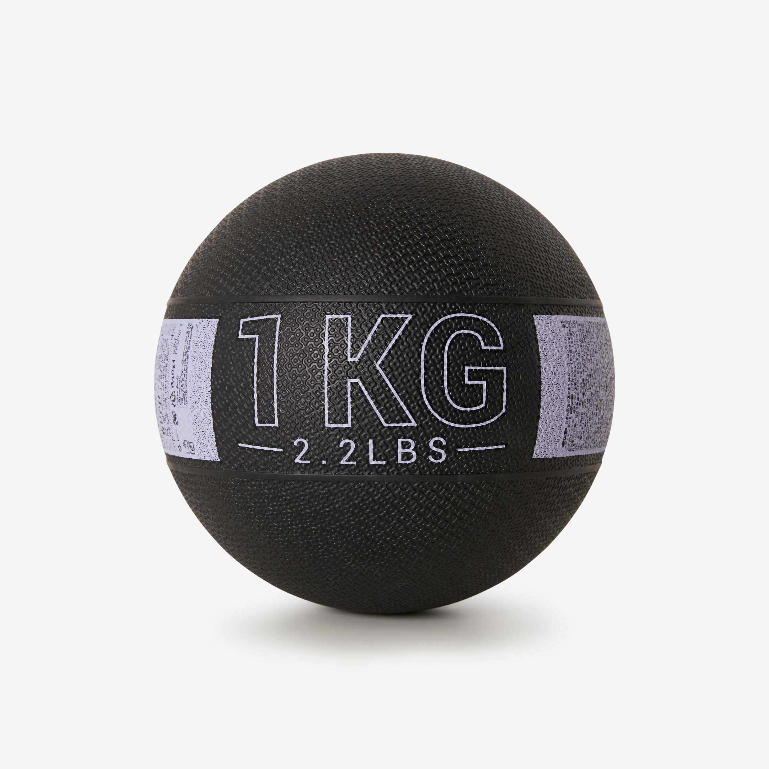 1 kg Rubber Medicine Ball - Black/Grey 1/4