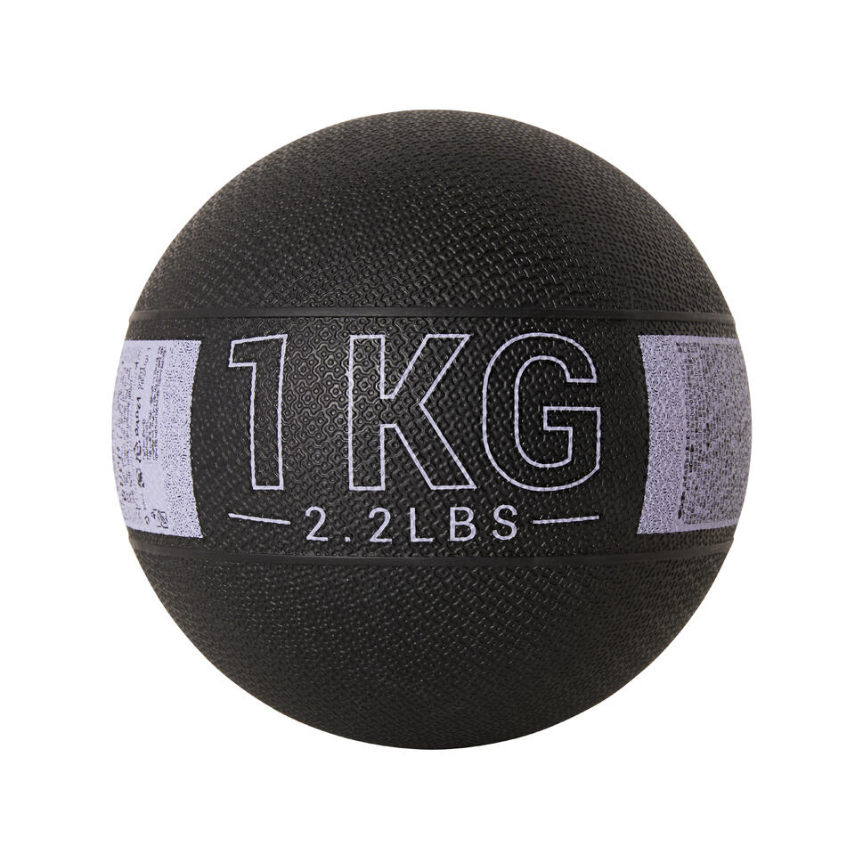 Medicine ball 1 kg rubber black-gray