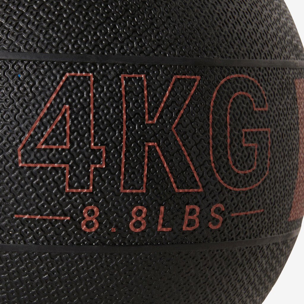 Medizinball 5 kg Gummi - schwarz/blau 
