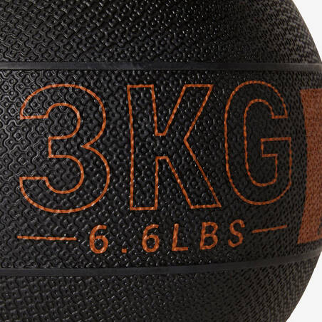 3 kg Rubber Medicine Ball - Black/Orange