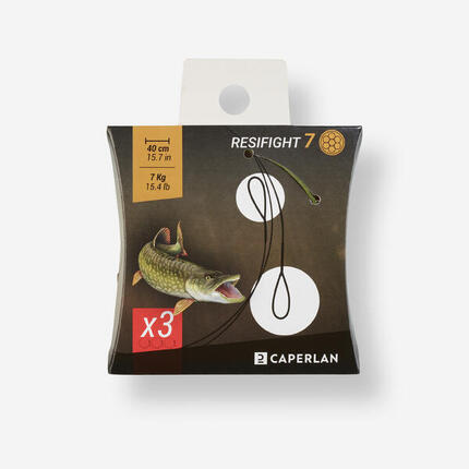 Avançon pêche carnassier RESIFIGHT 7 2 BOUCLES 12KG x3