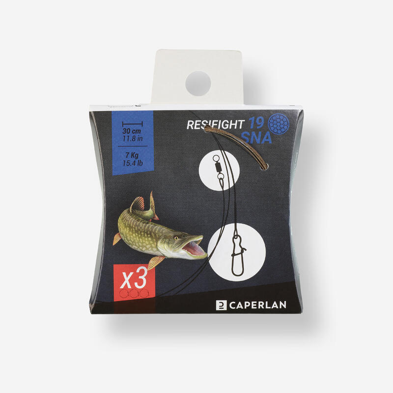 RESIFIGHT 19 SWIVEL+CLIP 5KG x3 predator fishing leader