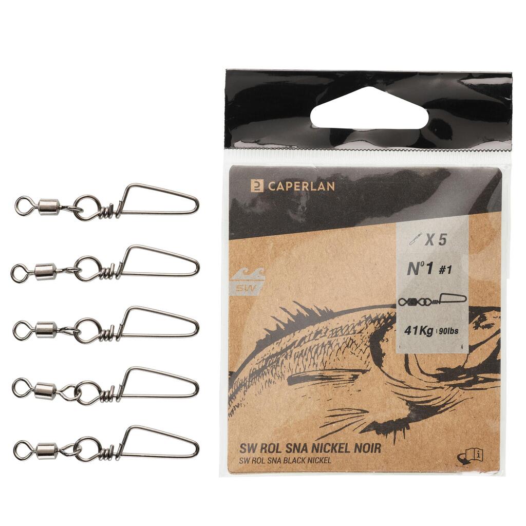 סוויבל תפסן מתגלגל לדיג ים ניקל שחור דגם SW ROL SNA BLK ‏x‏5