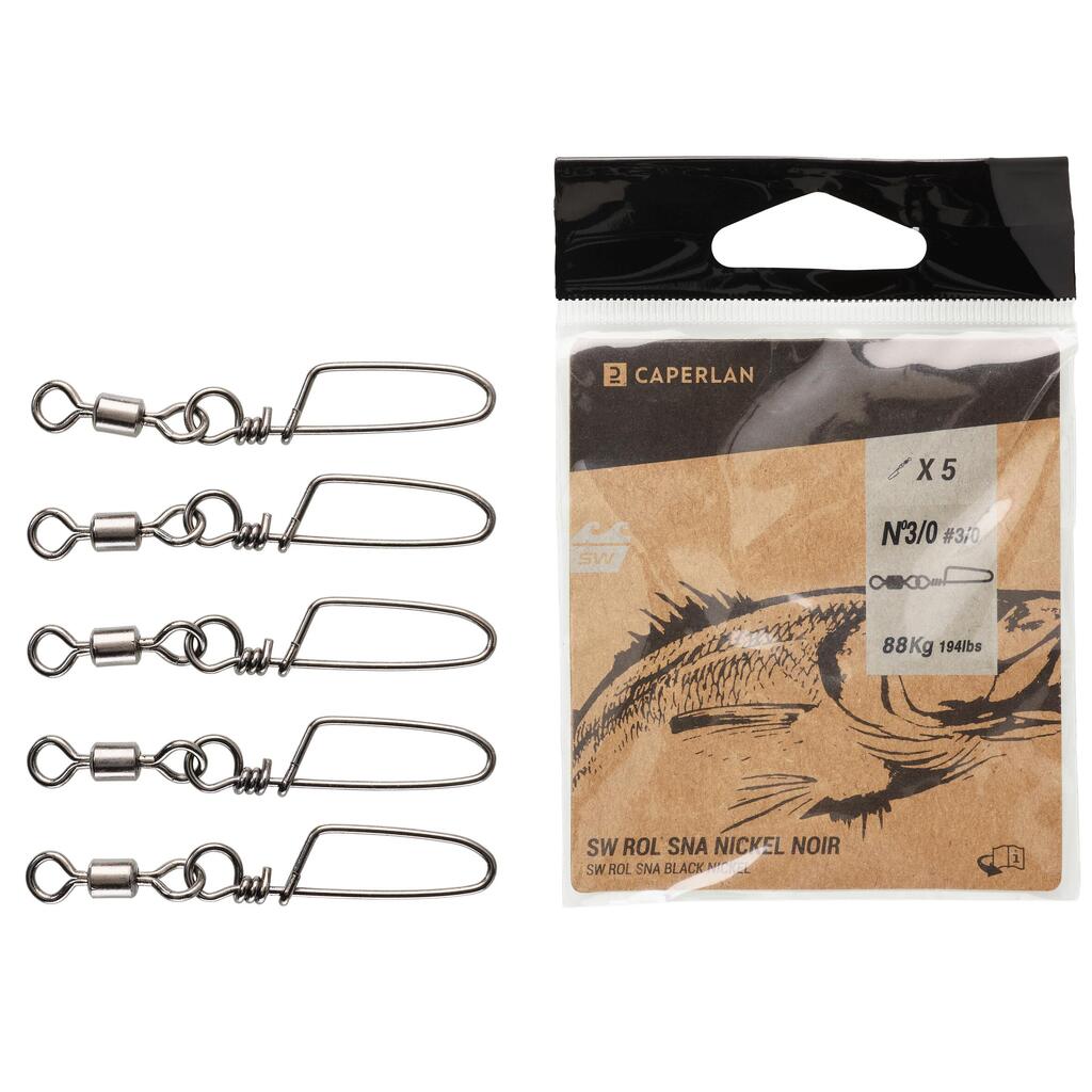 BLACK NICKEL SW x5 sea fishing rolling snap swivel