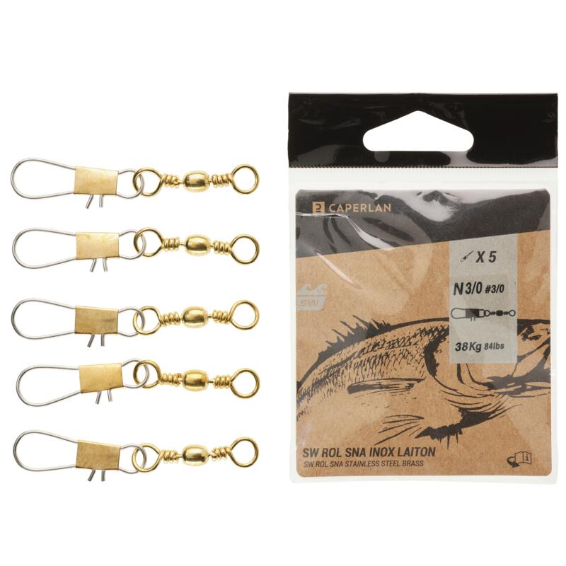 Destorcedor de Alfinete Pesca no Mar Rolling Snap INOX (Conjunto de 5)